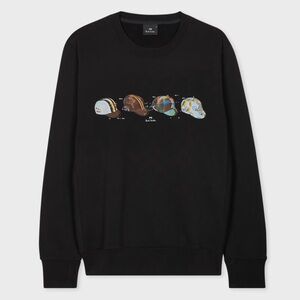 $170 Paul Smith PS Paul Smith Cycling Caps Print Sweatshirt - Black Size Large